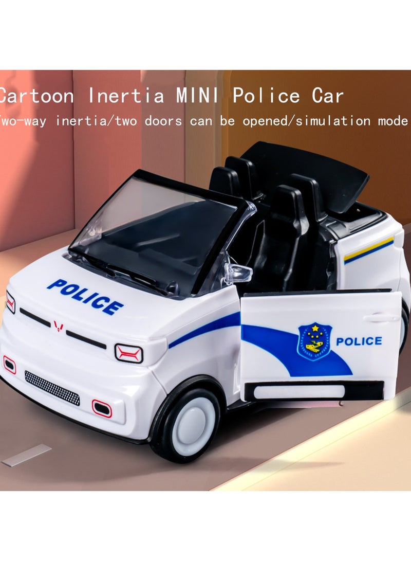 White Mini Convertible Police Car, Children'S Cartoon Simulation Plastic Mini Car Model, Boys And Girls Sports Car Toys - Image 2